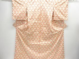 アンティーク　矢羽根模様織り出し十日町紬着物